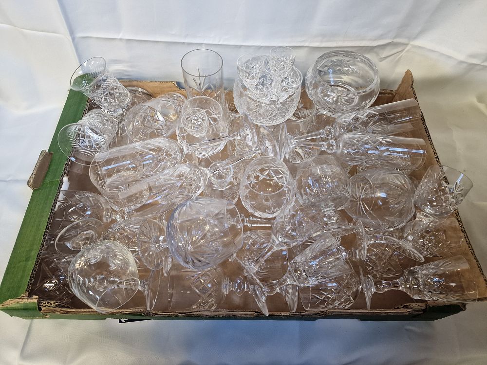 Lot 205: An Assortment of 20th-Century Cut Lead Crystal Stemware and Decorative Glassware