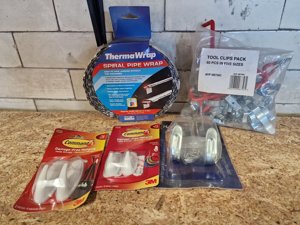 Lot 257: An Assortment of Hardware and Home Maintenance Supplies Including ThermaWrap and Command Products