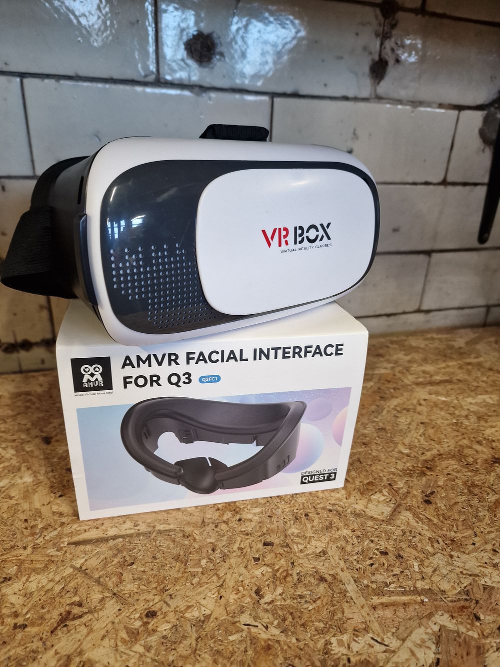 Lot 290: Two Virtual Reality Accessories including a VR BOX Headset and an AMVR Facial Interface