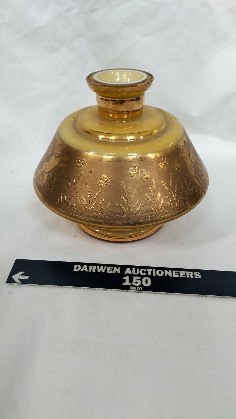 Lot 249: Late 19th Century Acid-Etched Gilded Ivory Glass Vase
