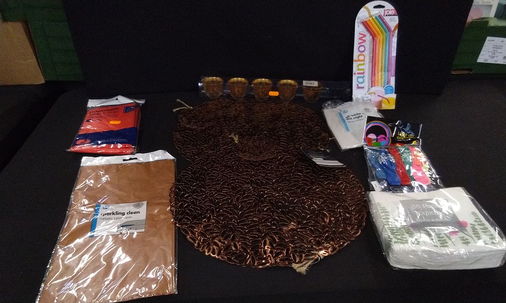 Lot 296: A Collection of Copper-Toned Dining Accessories and Party Supplies