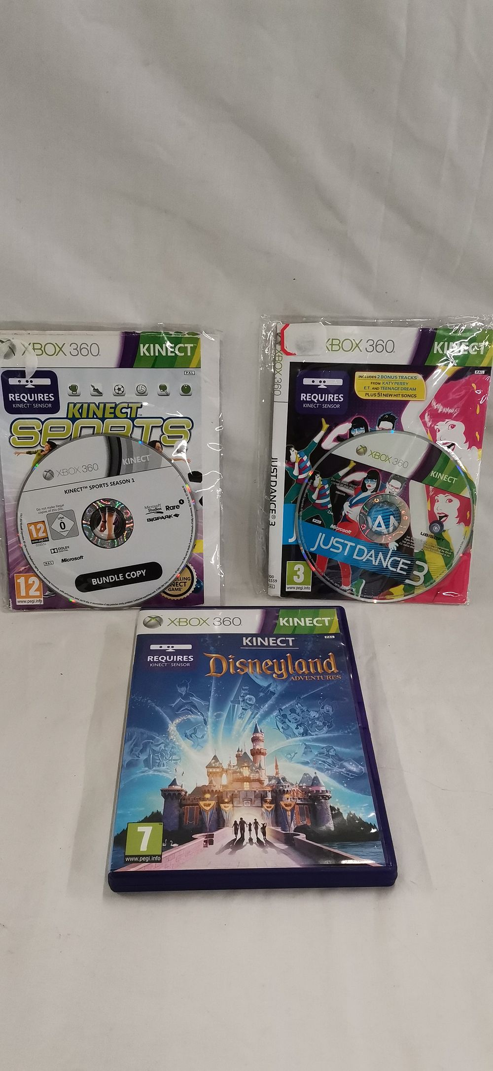 Lot 153: Three Microsoft Xbox 360 Kinect Video Games including Kinect Disneyland Adventures