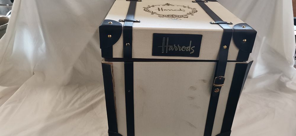 Lot 163: A Harrods Canvas and Faux-Leather Storage Trunk
