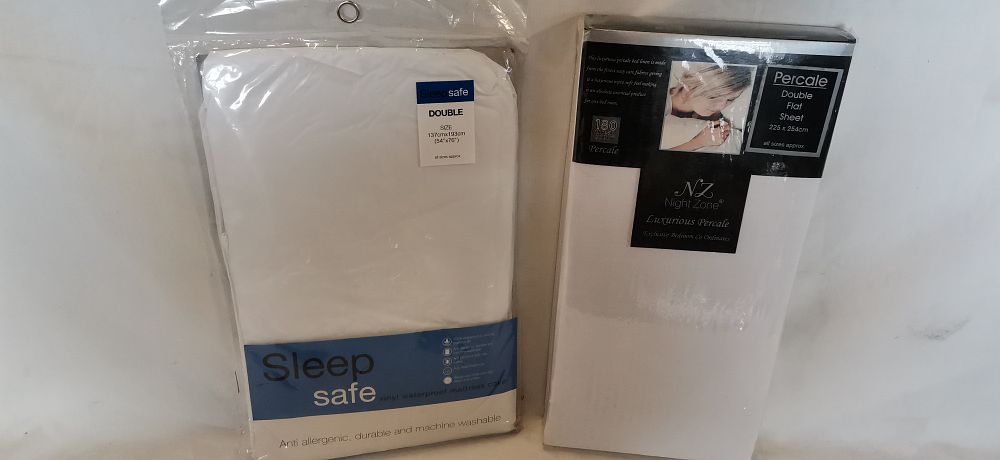 Lot 189: Two New Double Bedding Items Including Sleep Safe Mattress Cover and Night Zone Flat Sheet