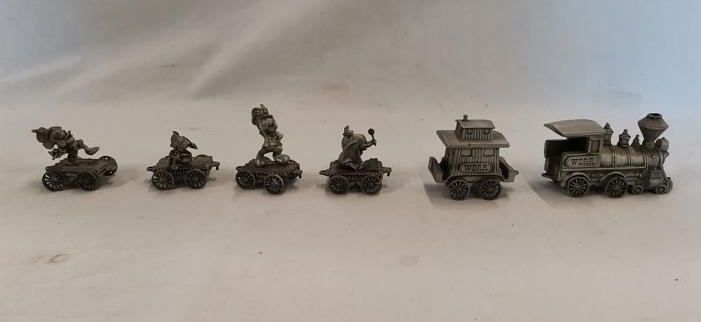 Lot 193: A Hudson Fine Pewter Disney 6 Piece Train Set