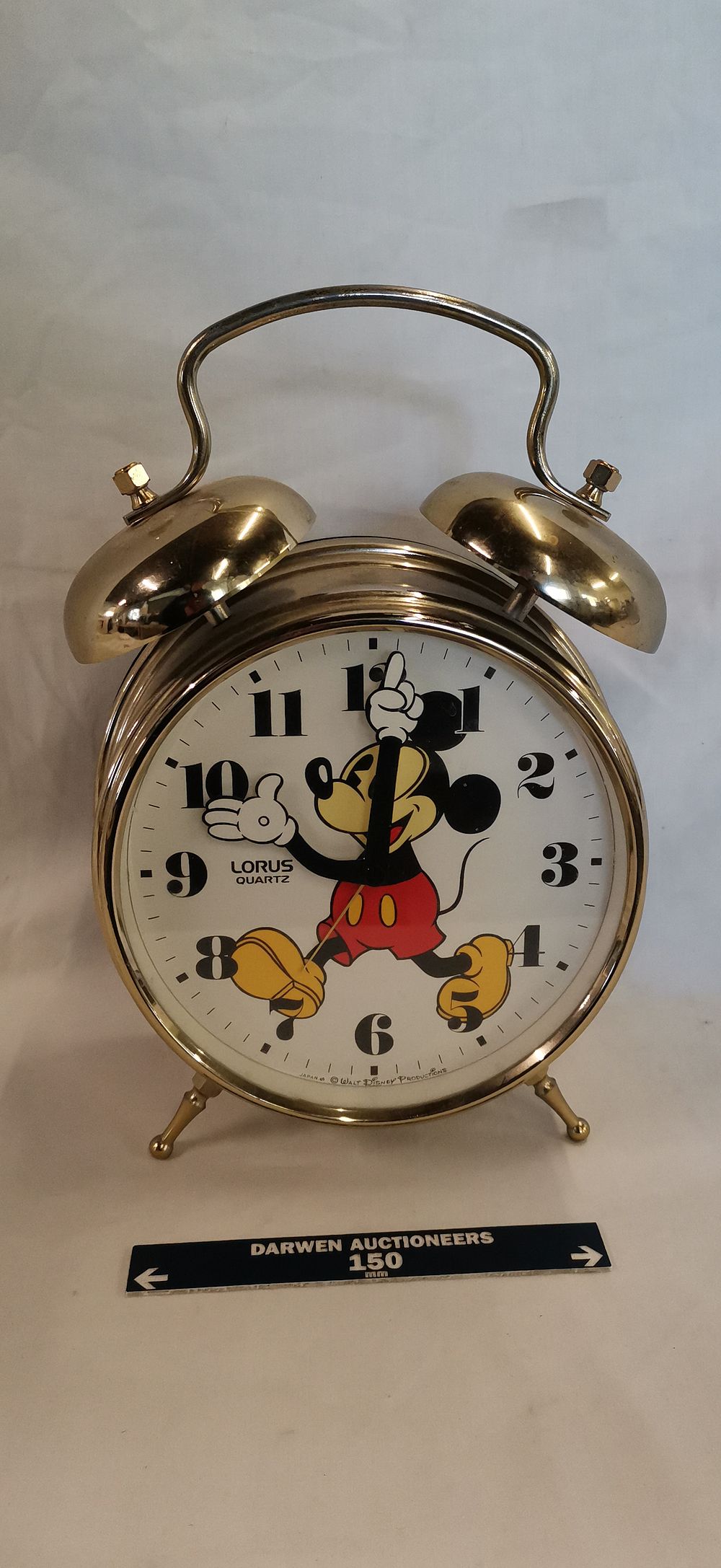 Lot 195: A Lorus Quartz Mickey Mouse Oversized Twin-Bell Alarm Clock