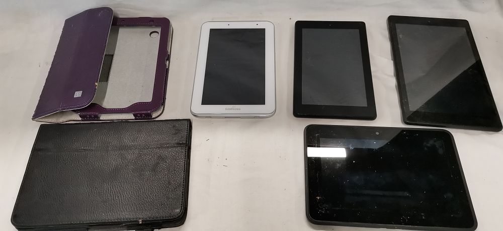 Lot 229: A Collection of Tablet Computers and Protective Cases including Samsung and Amazon Fire Models