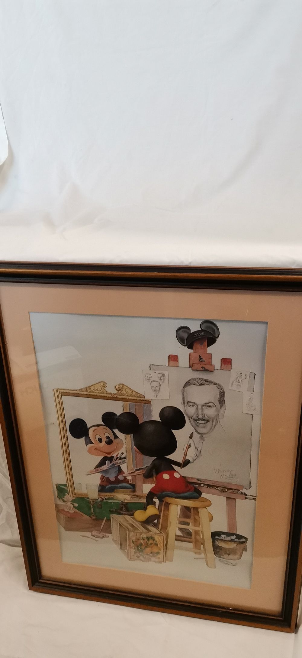 Lot 251: Large Charles Boyer Mickey Mouse Triple Self-Portrait Commemorative Art Print. COLLECTION ONLY