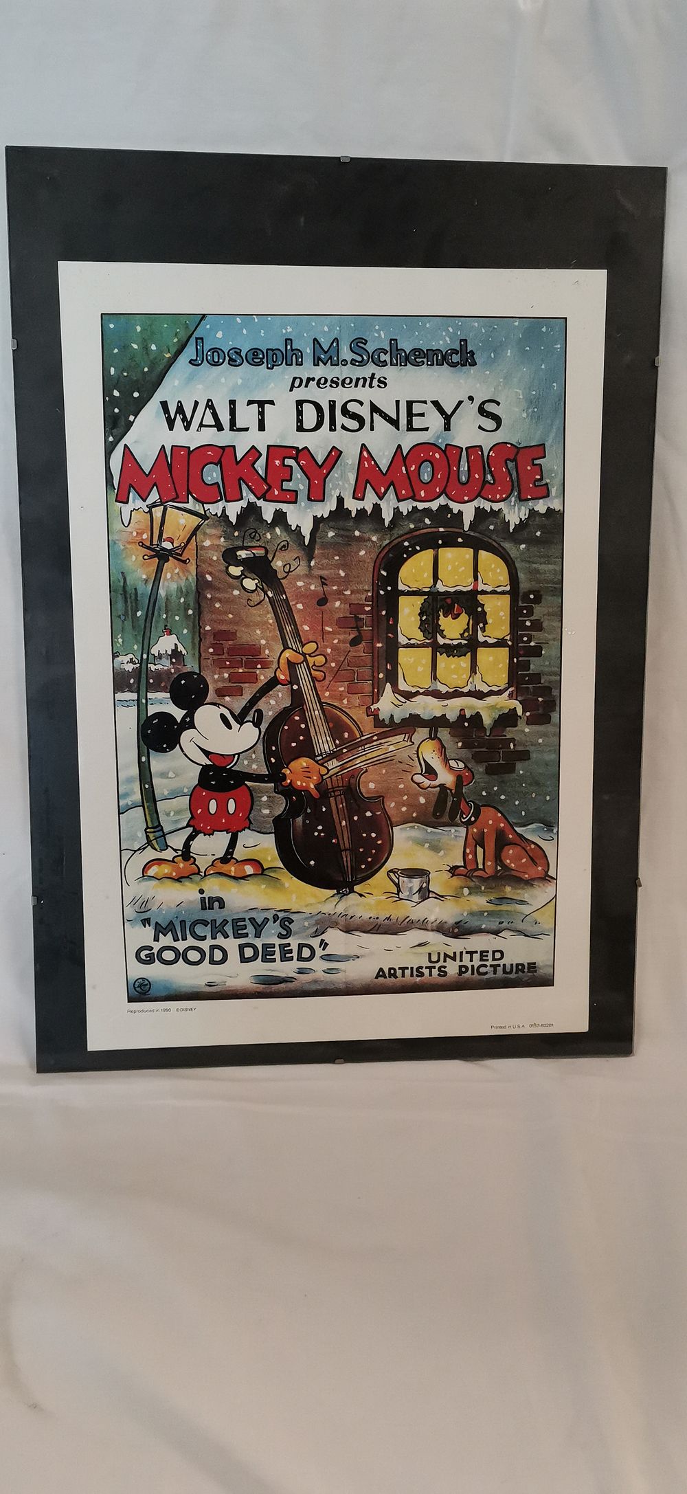 Lot 256: A Framed Disney Mickey's Good Deed Reproduction Film Poster