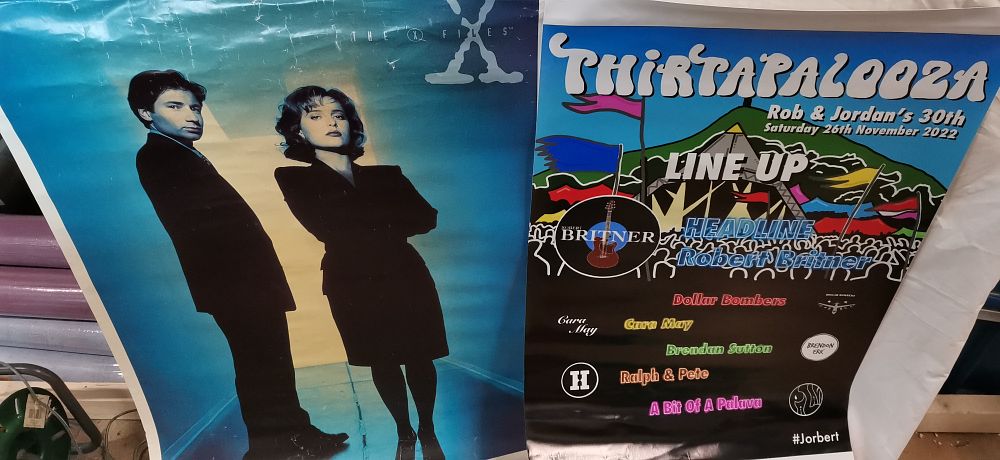 Lot 259: Two Large Format Posters comprising The X-Files Television Promotional Poster and Thirtapalooza Event Ephemera