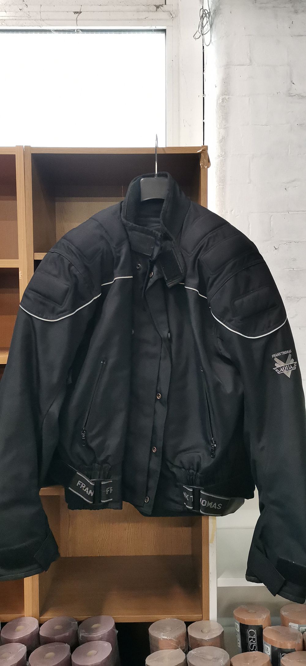 Lot 269: Frank Thomas Aqua Black Textile Armoured Motorcycle Jacket Size L