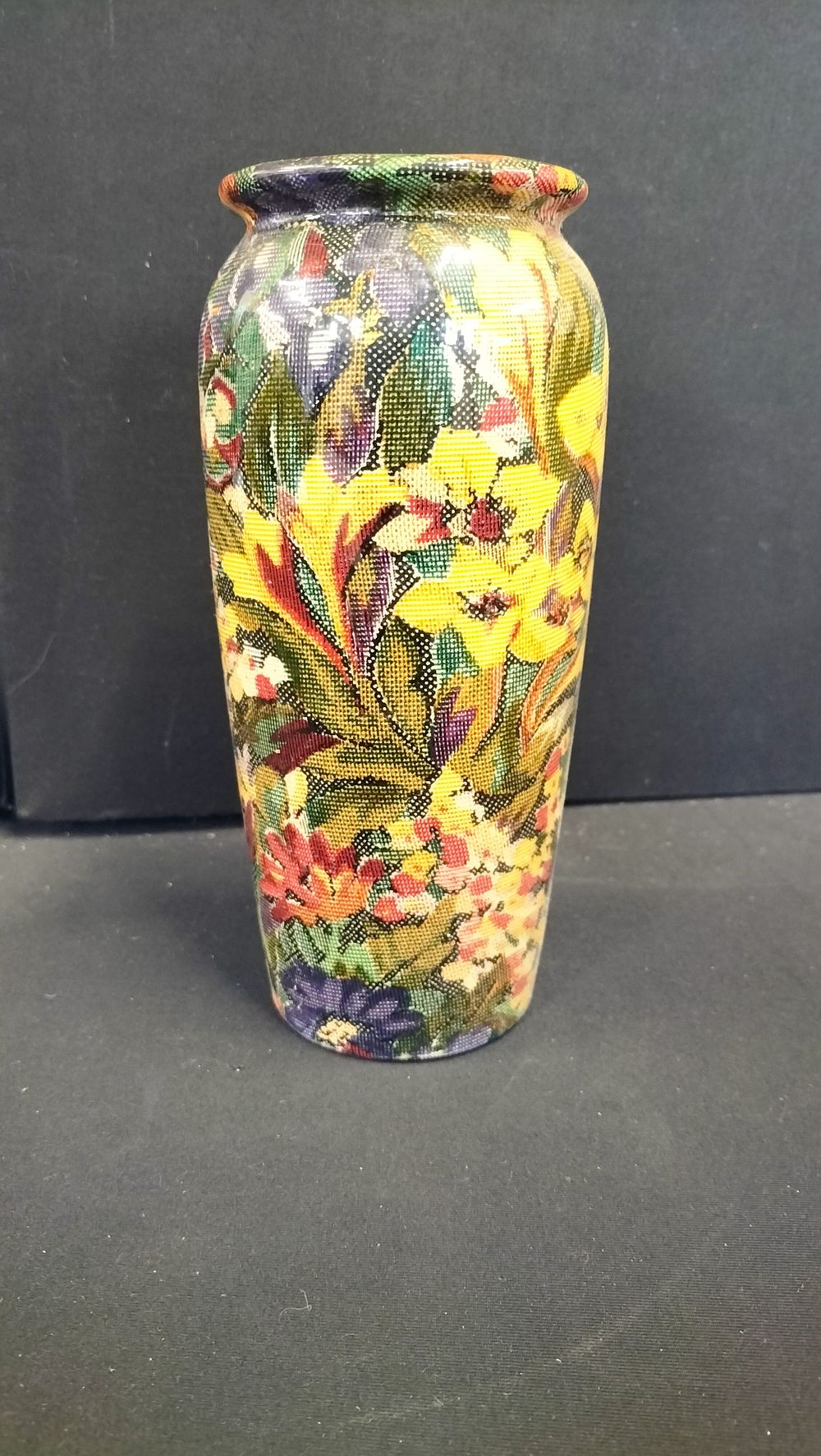 Lot 848: Ceramic Vase with Tapestry Style Floral Decoration