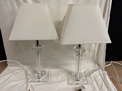 A Pair of Contemporary Plastic Column Table Lamps. A pair of contemporary table lamps of 