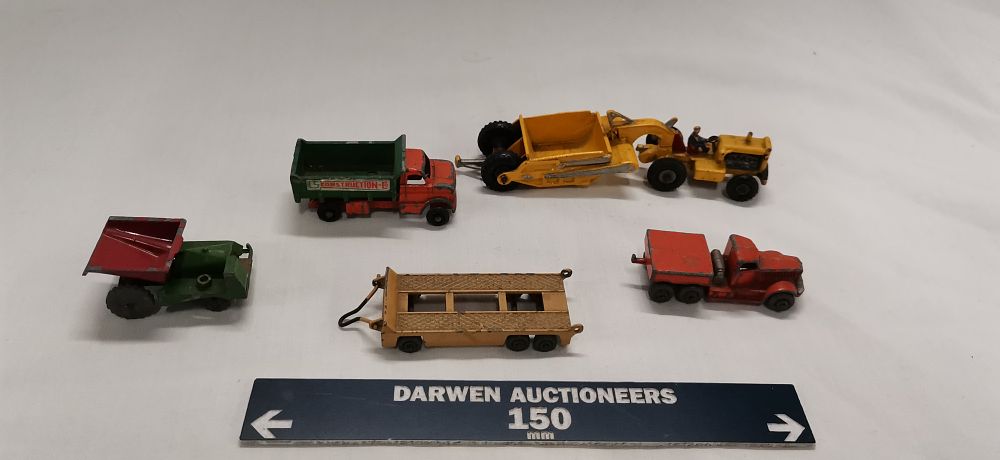 Lot 331: A Collection of Five Vintage Lesney Matchbox and Lone Star Construction Vehicles. Play-worn
