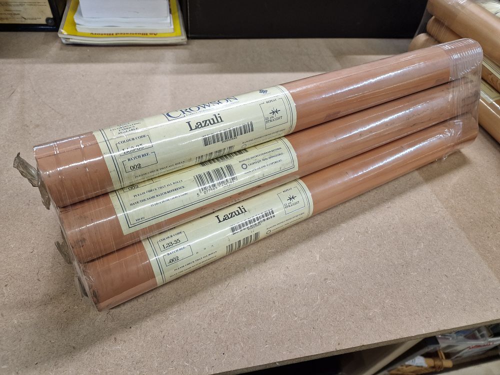 Lot 545: A Collection of Six Rolls of Crowson Lazuli Wallpaper in Terracotta