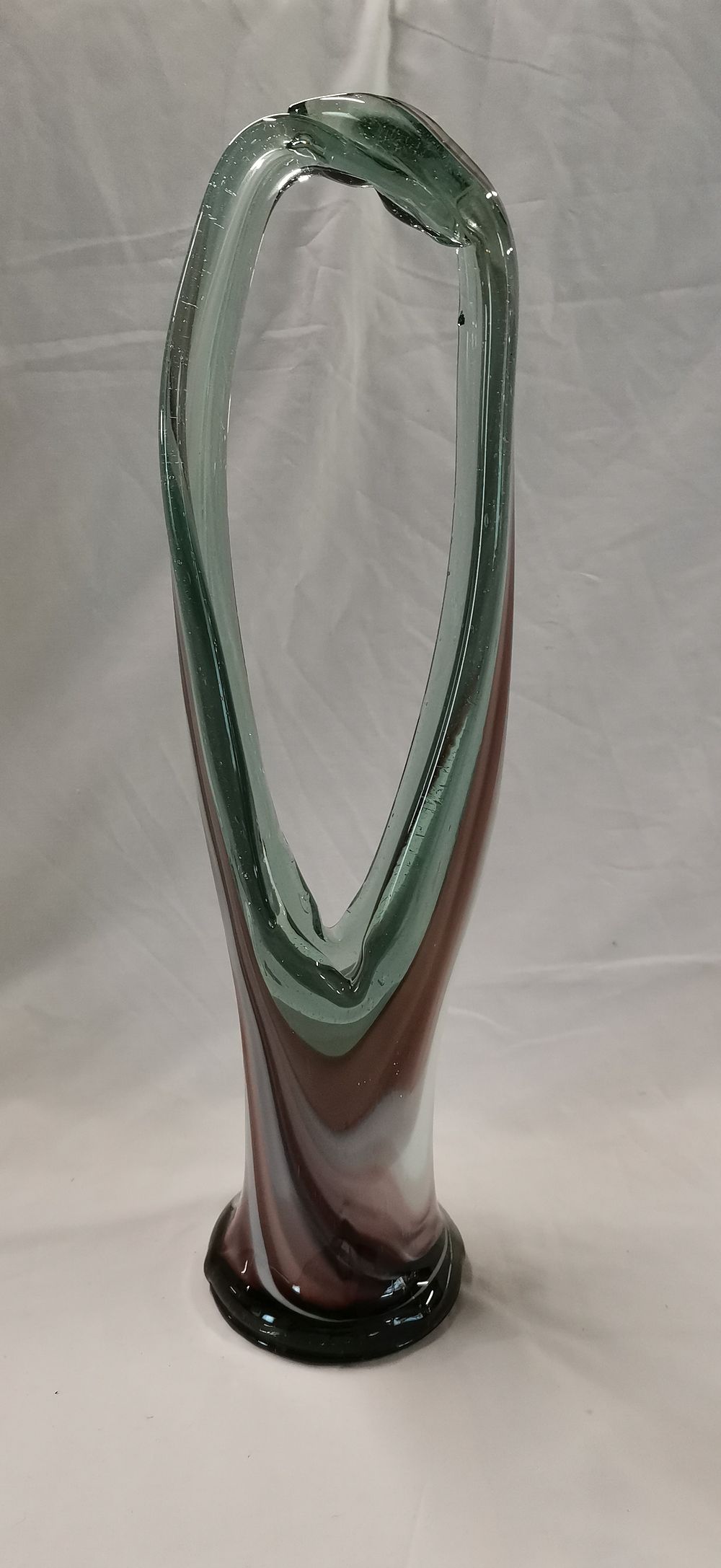 Lot 567: Large Mid-Century Style Studio Art Glass Sculpture with Internal Ribbons