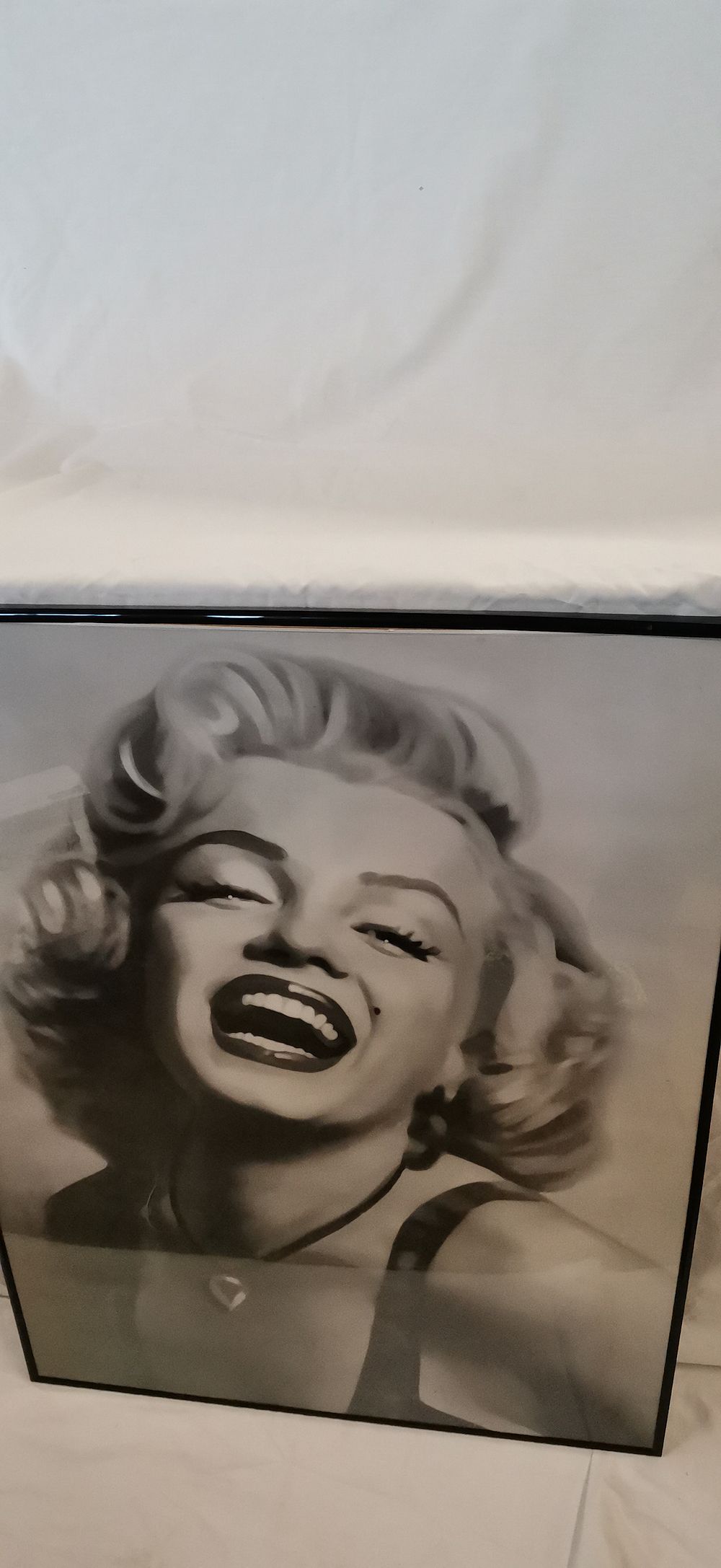 Lot 652: A Large Framed Large Format Monochrome Print of Marilyn Monroe. COLLECTION ONLY
