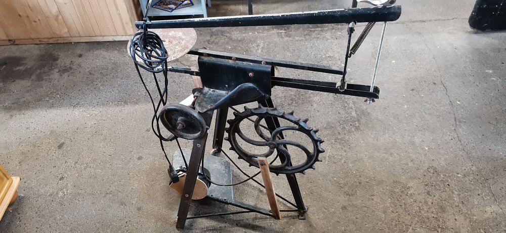 Lot 677: Hobbies of Dereham The Gem Model Scroll Saw with Electric Motor Modification. COLLECTION ONLY