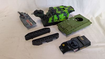 A Collection of Vintage Toy Military Vehicle Parts including Hasbro Action Force and Kenner 