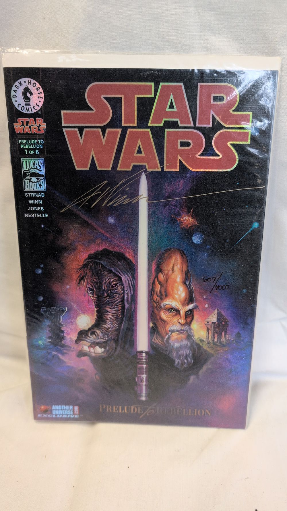 Lot 288: Star Wars Number 1 Prelude to Rebellion Dark Horse Comics Another Universe Exclusive Chrome Edition Signed by Anthony Winn Limited Edition 607 of 4000