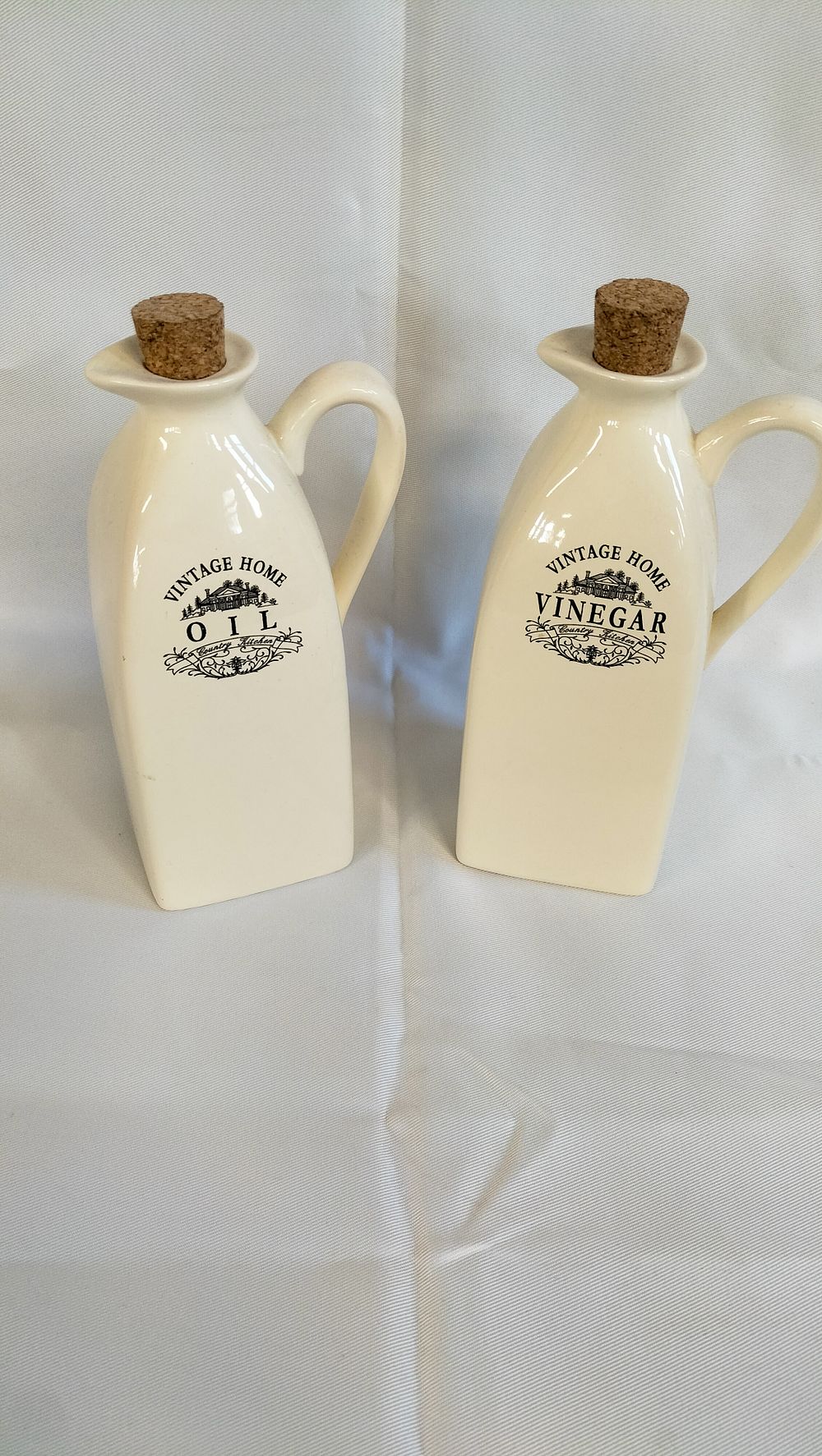 Lot 456: A Pair of Vintage Home Country Kitchen Ceramic Oil and Vinegar Cruets