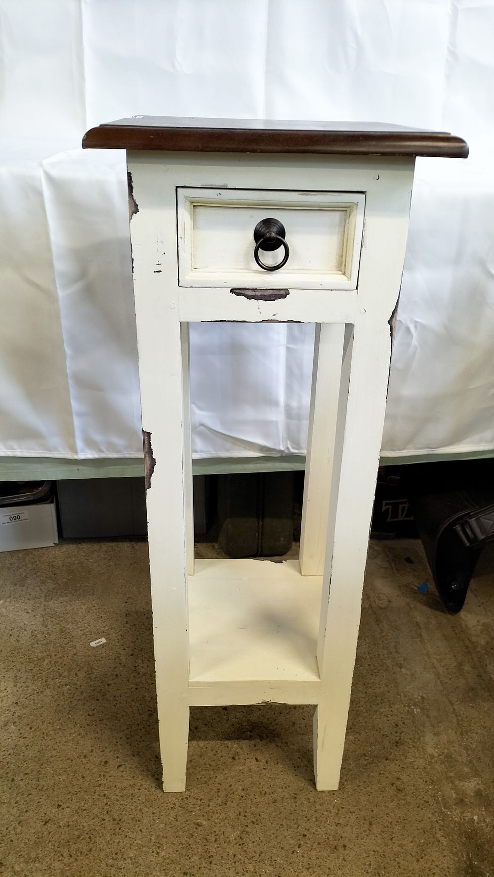 Lot 463: Contemporary Shabby Chic Style Tall Narrow Side Table with Drawer