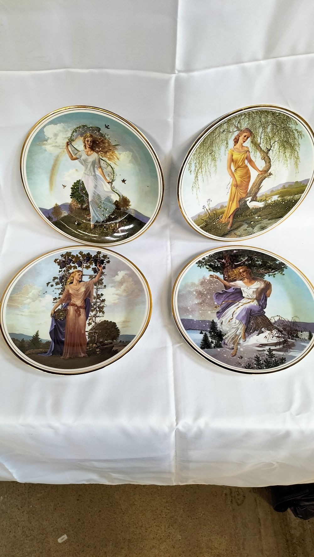 Lot 501: A Set of Four Edwardian Fine China The Seasons of the Year Plates by Charlotte Sternberg
