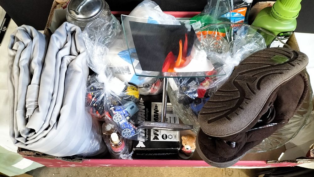 Lot 510: Mixed Lot of Car Boot Items Including Household Goods Toys and Hardware