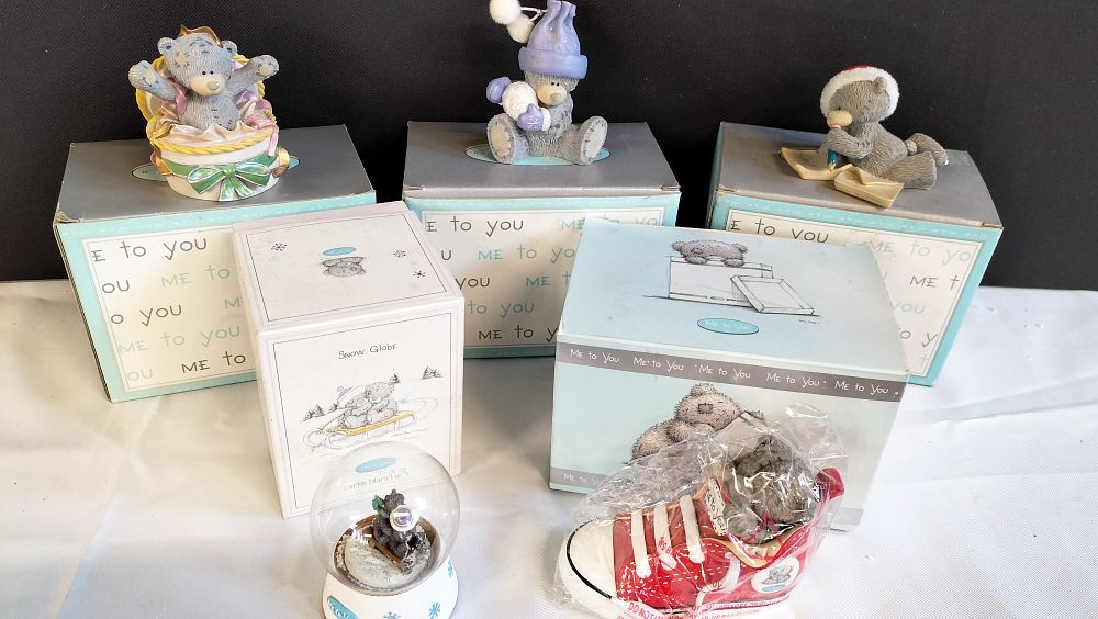 Lot 530: A Collection of Me to You Tatty Teddy Resin Figurines and Snow Globe