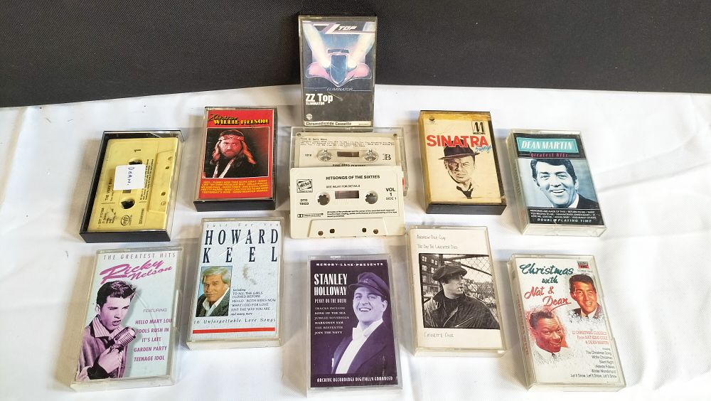 Lot 550: A Collection of Vintage Audio Cassette Tapes including ZZ Top, Frank Sinatra, and Dean Martin