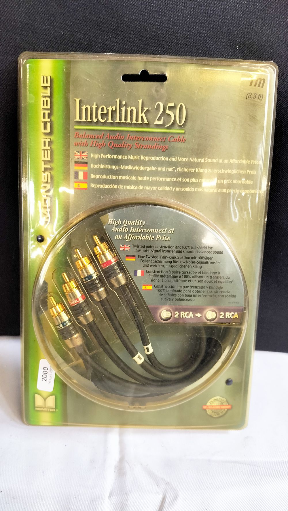 Lot 566: A Pair of Monster Cable Interlink 250 RCA Audio Interconnect Cables, 1m