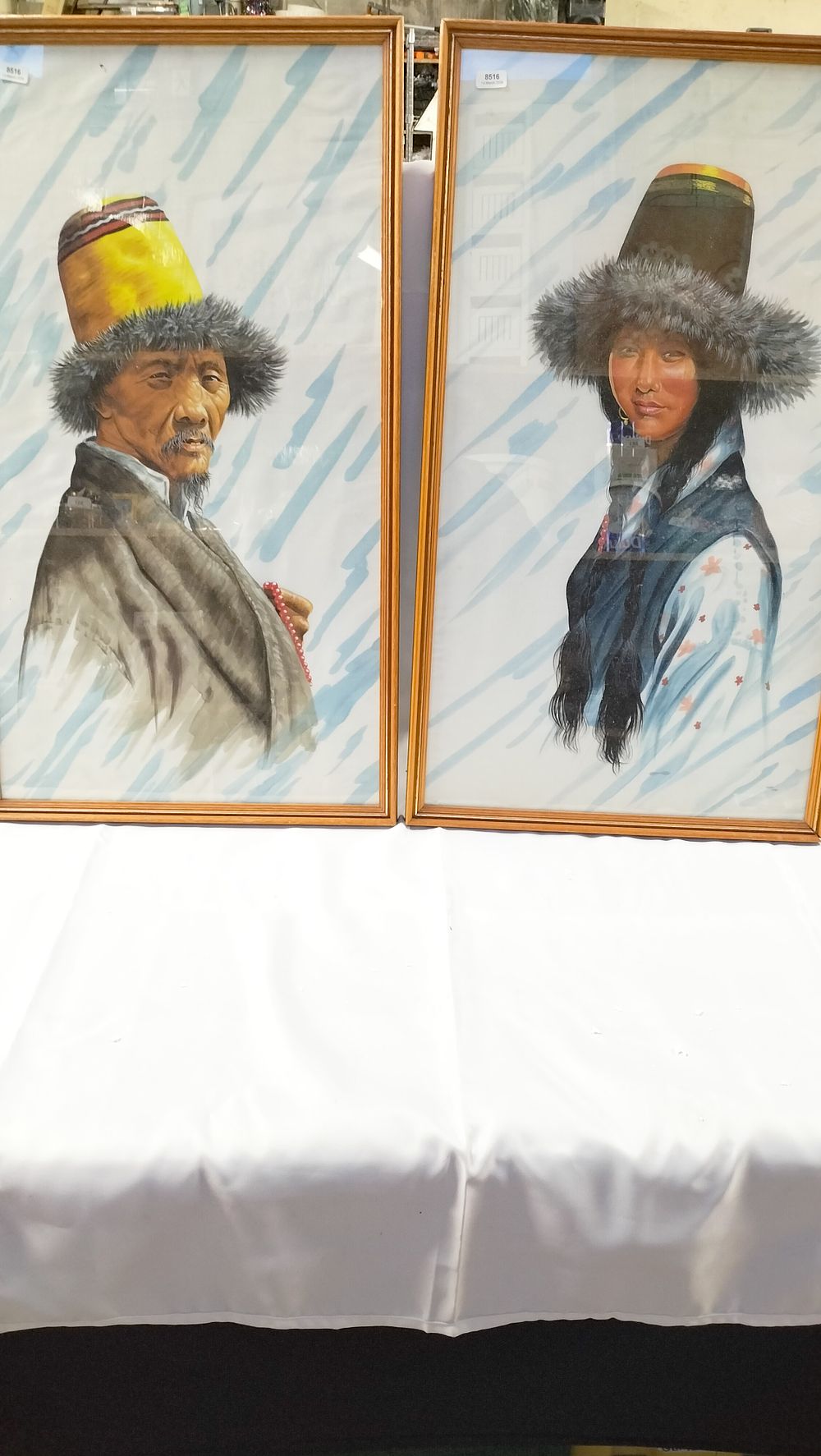 Lot 583: A Pair of Ethnographic Watercolour Portraits Depicting Tibetan Figures
