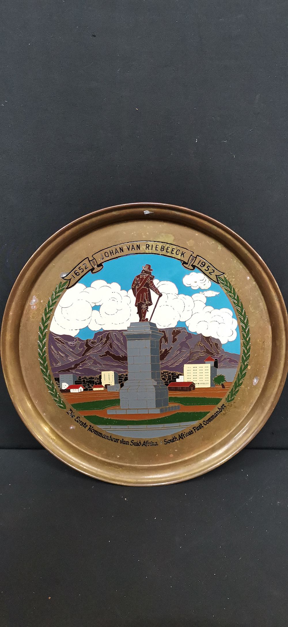 Lot 707: South African Johan van Riebeeck Commemorative Brass Tray