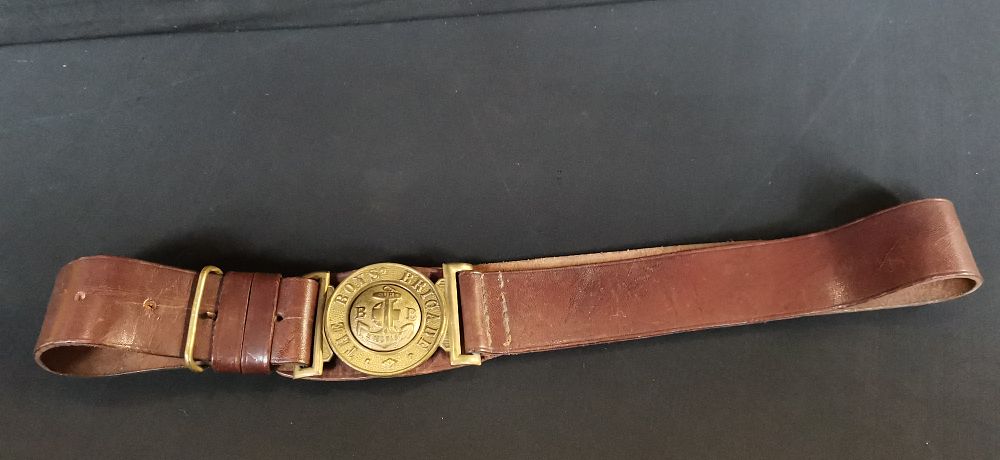 Lot 714: A Vintage Boys Brigade Leather Belt with Brass Buckle