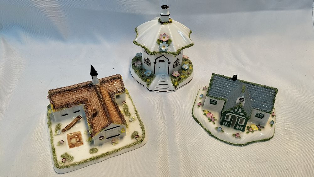 Lot 786: A Trio of Coalport Fine Bone China Miniature Village Buildings