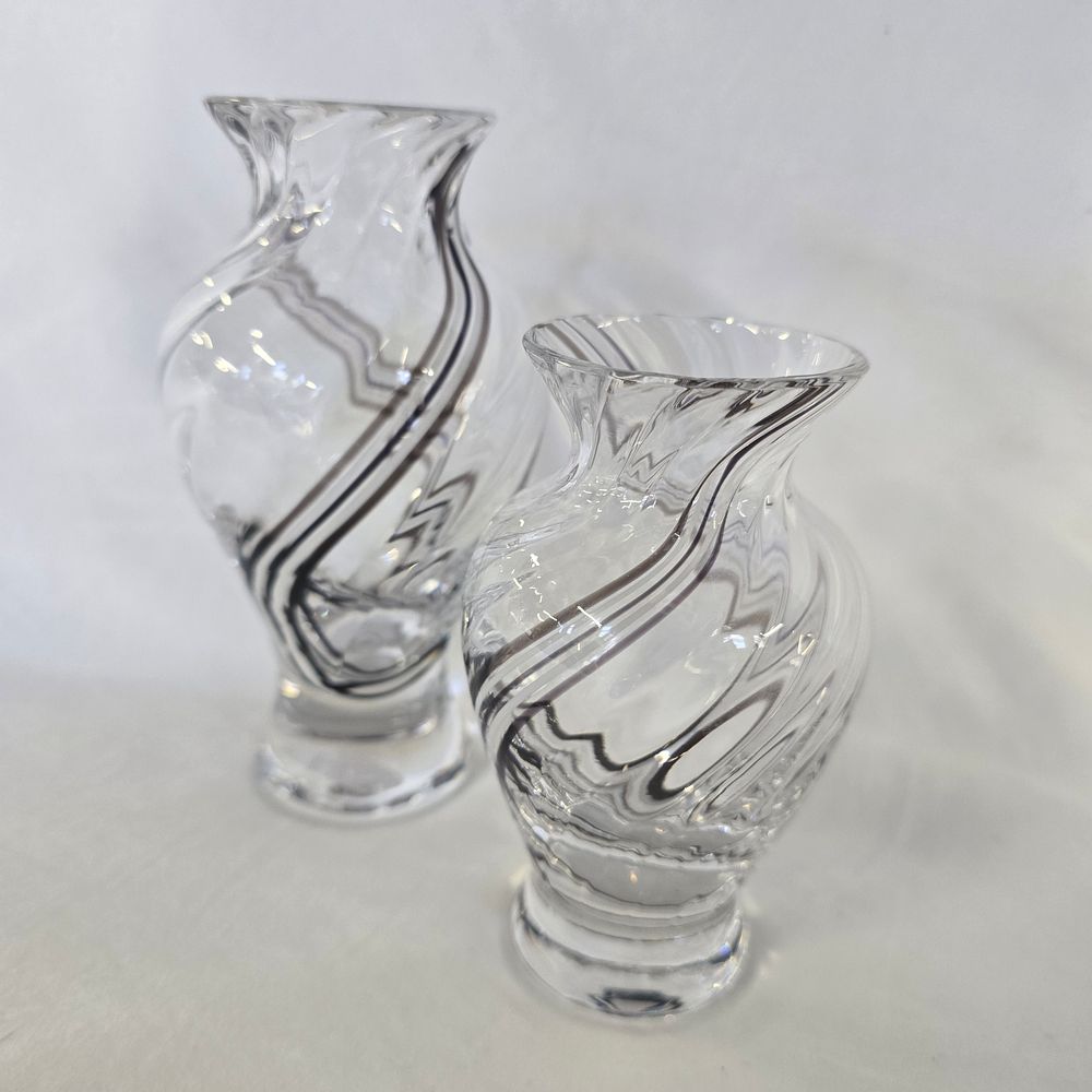Lot 804: A Pair of Caithness Glass Twisted Spiral Pattern Vases