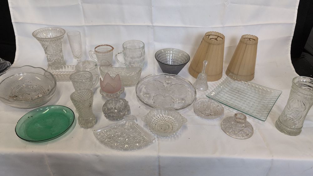 Lot 171: An Assortment of Glassware and Decorative Items including Cut and Pressed Glass. Collection Only