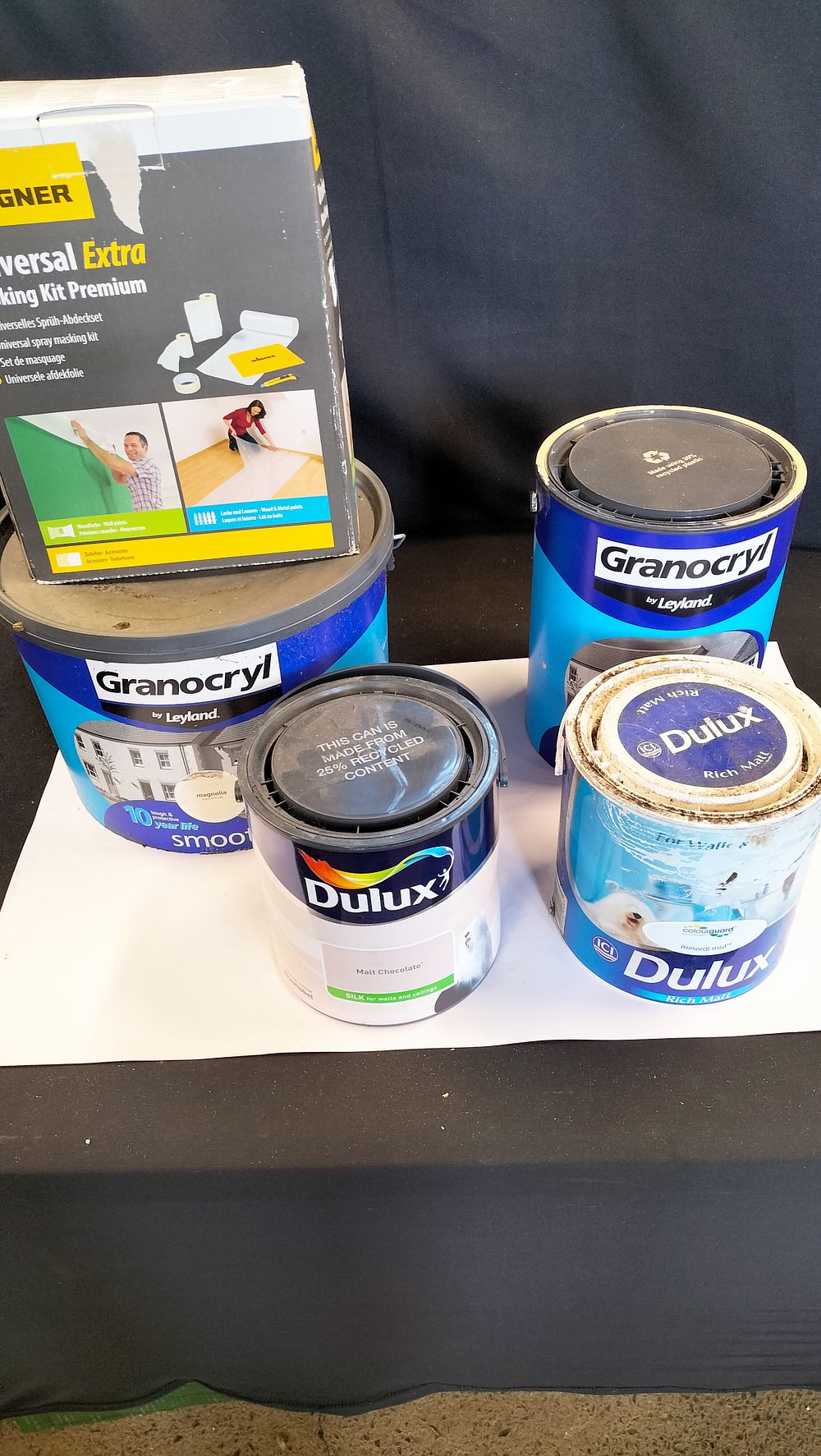Lot 374: A Lot of Five Home Decorating Items Including Wagner Masking Kit and Assorted Paints. Collection Only