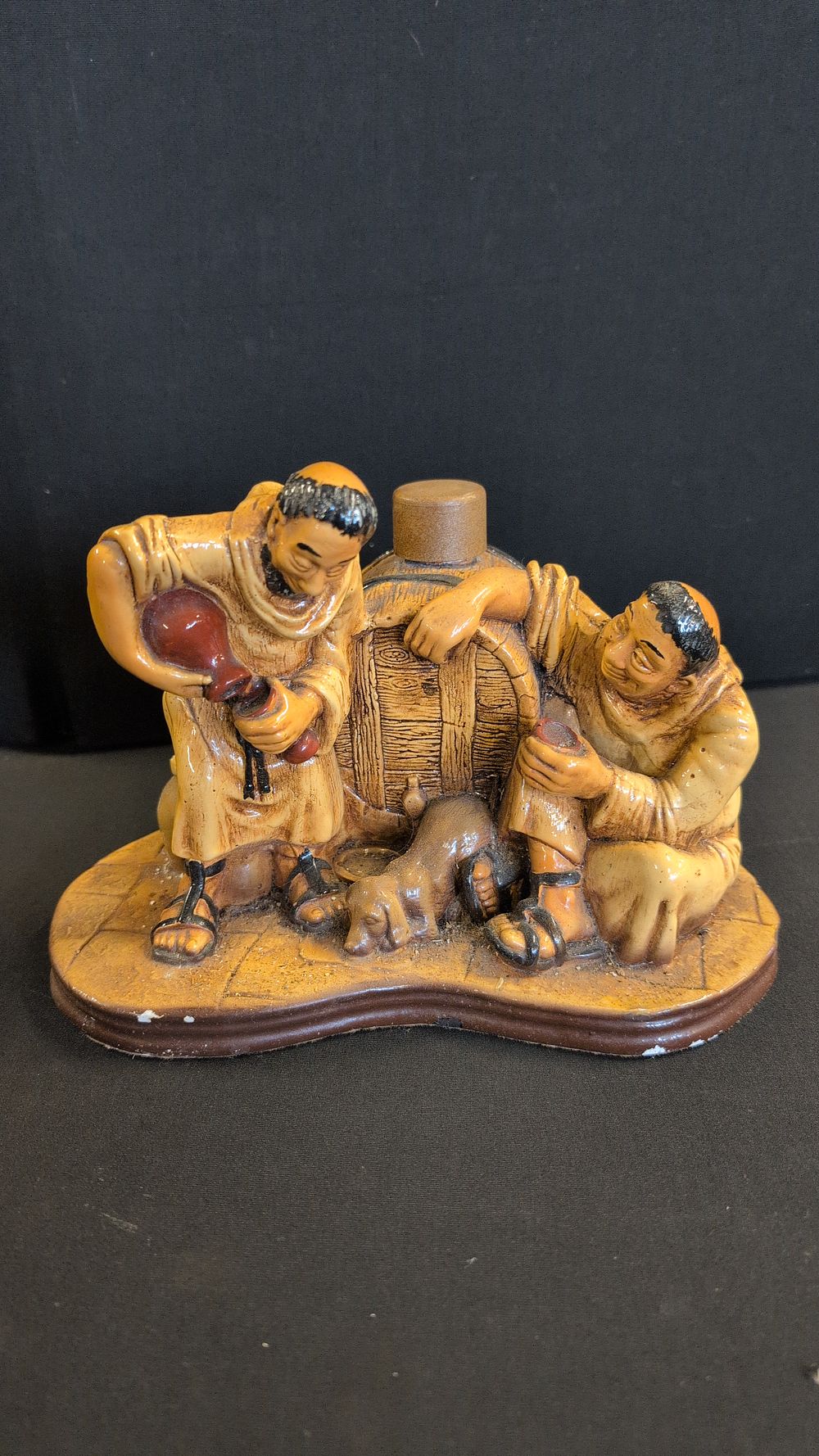 Lot 375: Empty Spanish Novelty Cast Resin Monk and Barrel Decanter