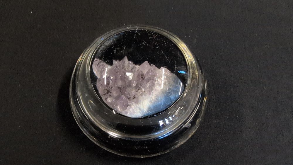 Lot 378: Amethyst Crystal Specimen Encased in Glass Domed Paperweight