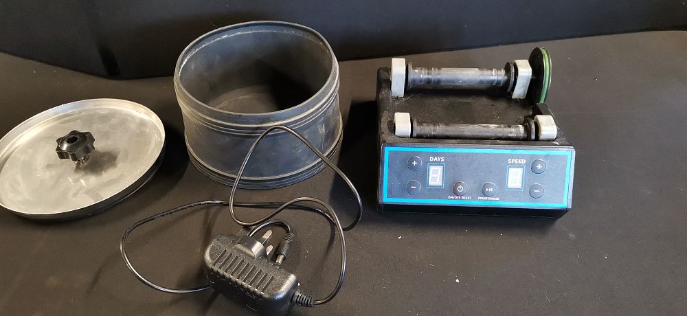 Lot 387: Digital Rotary Rock Tumbler with Barrel and Power Adapter. Tested for Power
