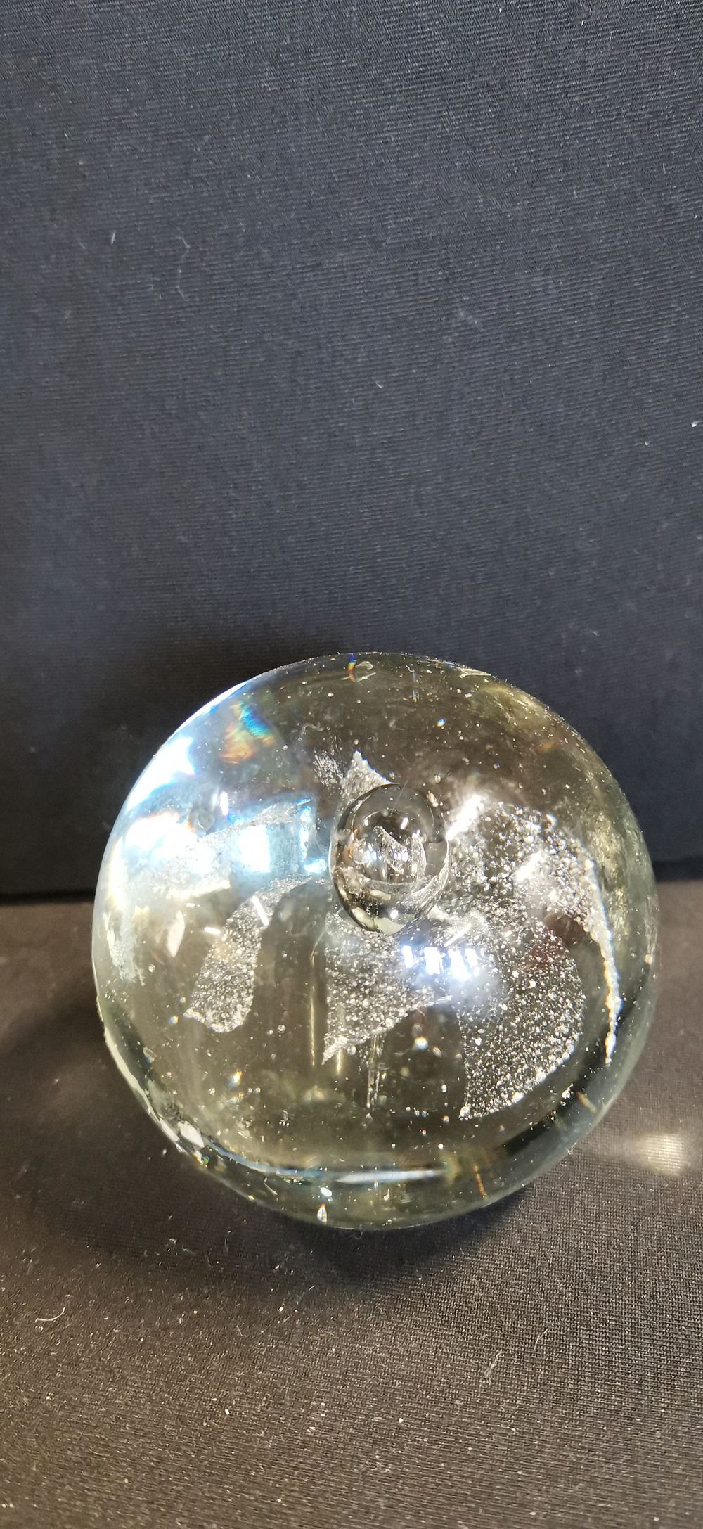 Lot 397: A Mid-20th Century Art Glass Paperweight with Controlled Bubbles and Foil Inclusions