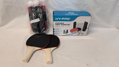 A Hy-Pro Portable Table Tennis Set. Unchecked. A Hy-Pro International portable table tennis set 