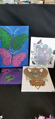 Four Contemporary Decorative and Mixed Media Artworks. This group of four contemporary 