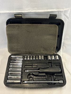 A Metric 1/4-Inch Drive Socket Set in a Blow-Moulded Case. This set is an incomplete metric 