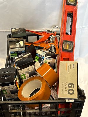 An Assortment of Tools Hardware . A collection of various household maintenance and DIY supplies 