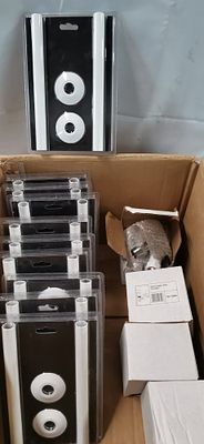 A Collection of White 15mm Radiator Pipe Sleeves and Angled TRV Valve Kits. A bulk lot of white 