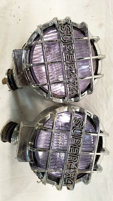 A Pair of Super 4x4 Round Chrome Auxiliary Off-Road Driving Lamps. A pair of Super 4x4 round 