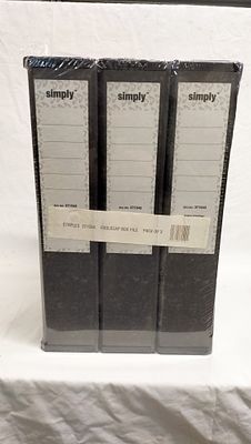 A Pack of Three Simply Black Foolscap Box Files. A shrink-wrapped pack containing three Staples 