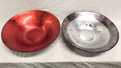 A Pair of Large Marks & Spencer Decorative Glass Bowls with Metallic Finishes. A pair of large 